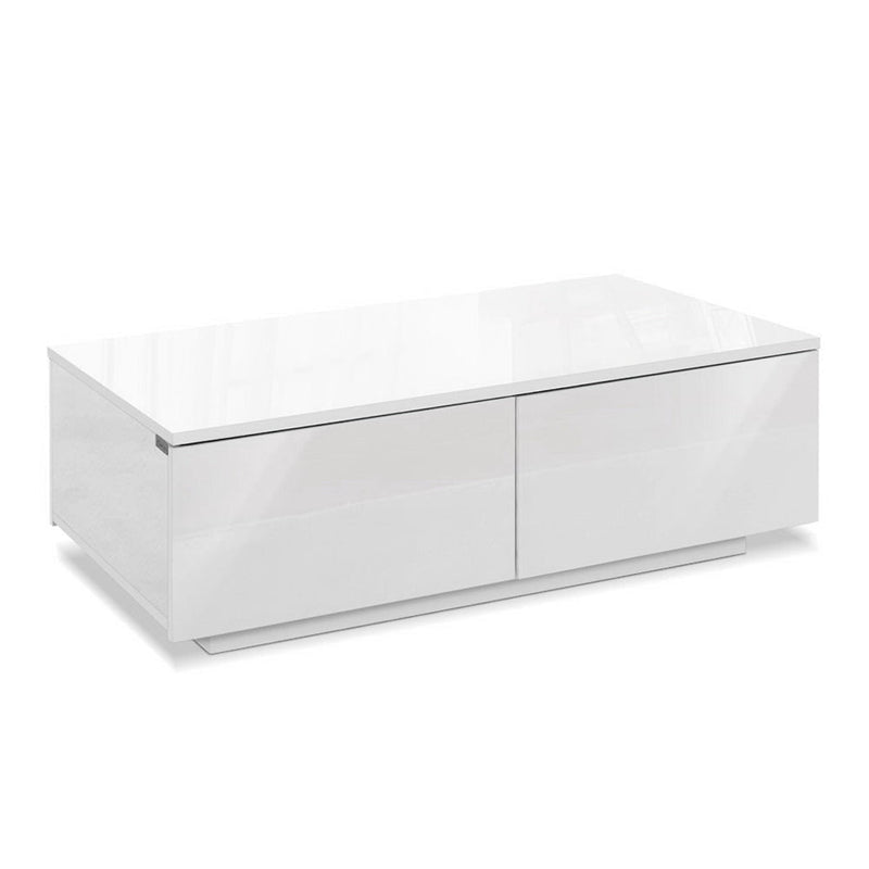 Artiss Modern Coffee Table 4 Storage Drawers High Gloss Living Room Furniture White Payday Deals