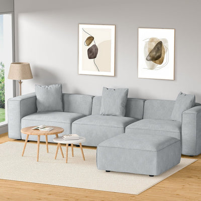 Artiss Modular Sofa Chaise Set 4-Seater Grey Payday Deals