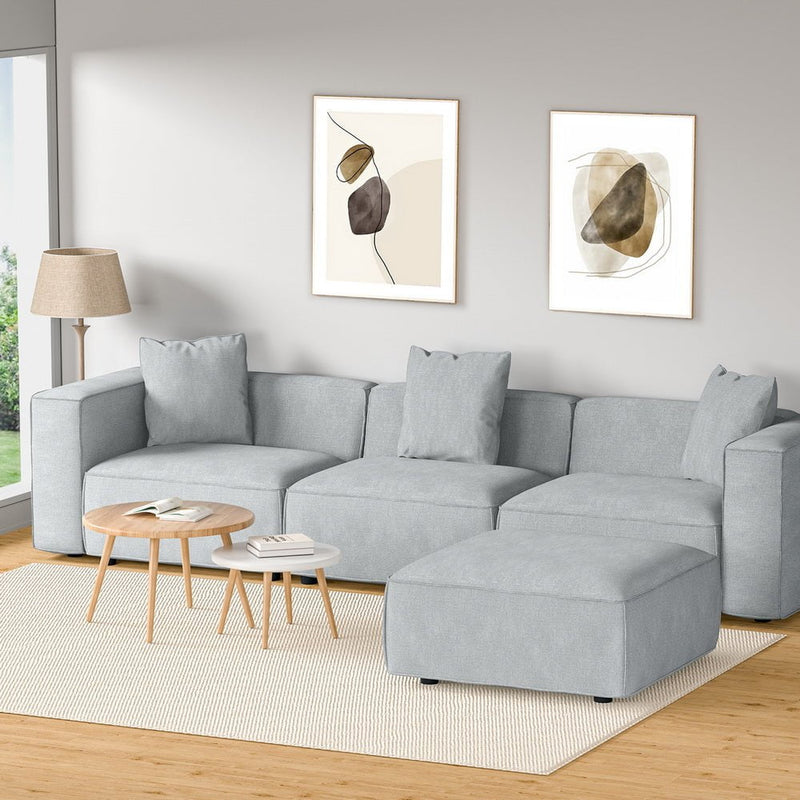 Artiss Modular Sofa Chaise Set 4-Seater Grey Payday Deals