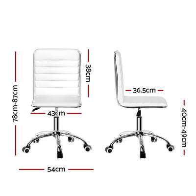 Artiss Office Chair Computer Desk Gaming Chairs PU Leather Low Back White Payday Deals