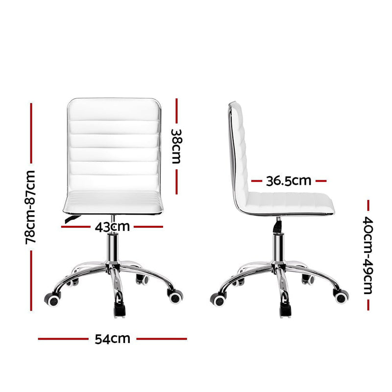 Artiss Office Chair Computer Desk Gaming Chairs PU Leather Low Back White Payday Deals