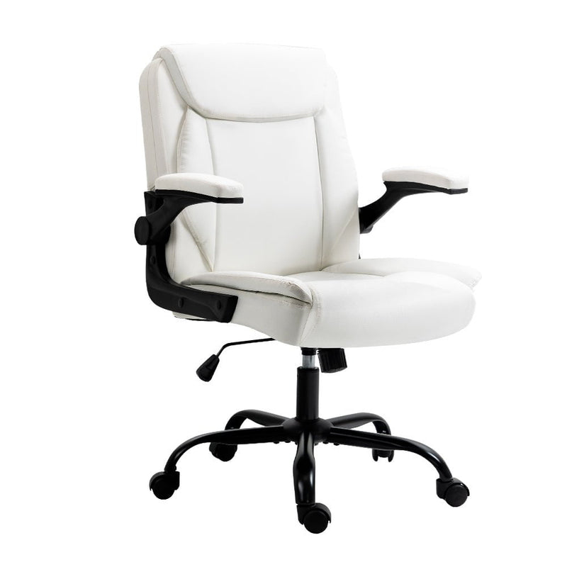 Artiss Office Chair Leather Computer Executive Chairs Gaming Study Desk White Payday Deals