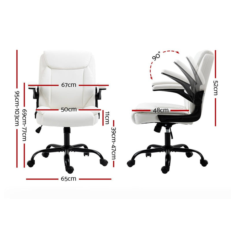 Artiss Office Chair Leather Computer Executive Chairs Gaming Study Desk White Payday Deals