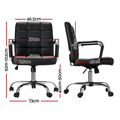 Artiss Office Chair PU Leather Mid Back Black Payday Deals