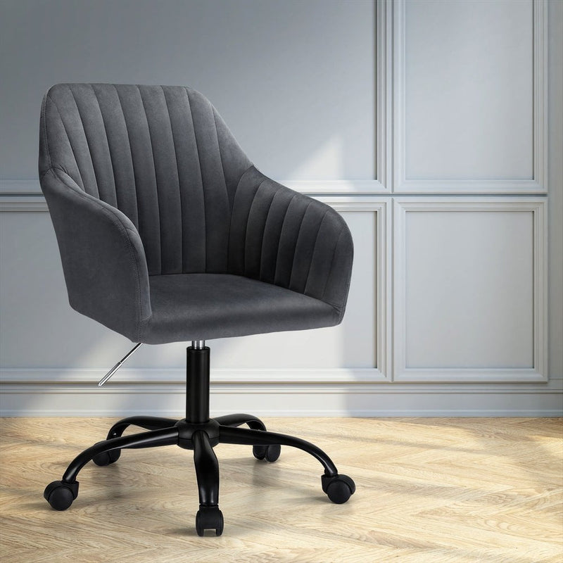 Artiss Office Chair Velvet Seat Dark Grey Payday Deals