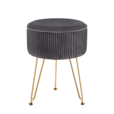 Artiss Ottoman Foot Stool Velvet Stripe Round Grey