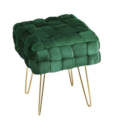 Artiss Ottoman Foot Stool Woven Velvet Green Payday Deals