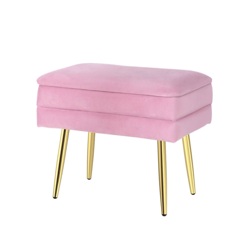 Artiss Ottoman Storage Foot Stool Velvet Pink Payday Deals