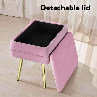 Artiss Ottoman Storage Foot Stool Velvet Pink Payday Deals