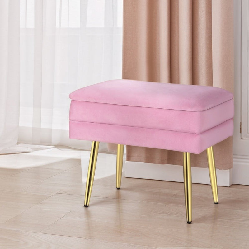 Artiss Ottoman Storage Foot Stool Velvet Pink Payday Deals