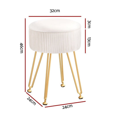 Artiss Ottoman Storage Foot Stool Velvet Round White Payday Deals