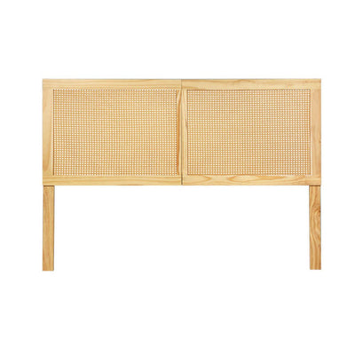 Artiss Rattan Bed Frame Double Size Bed Head Headboard Bedhead Base RIBO Pine Payday Deals