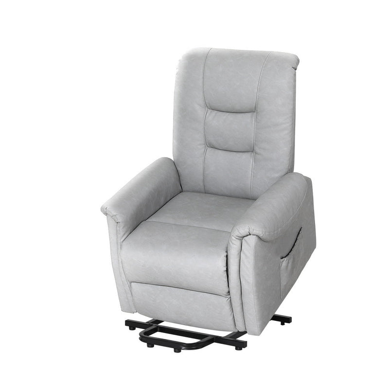 Artiss Recliner Chair Lift Assist Chair Grey Leather Payday Deals