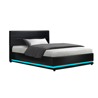 Artiss RGB LED Bed Frame King Single Size Gas Lift Base Storage Leather LUMI Payday Deals