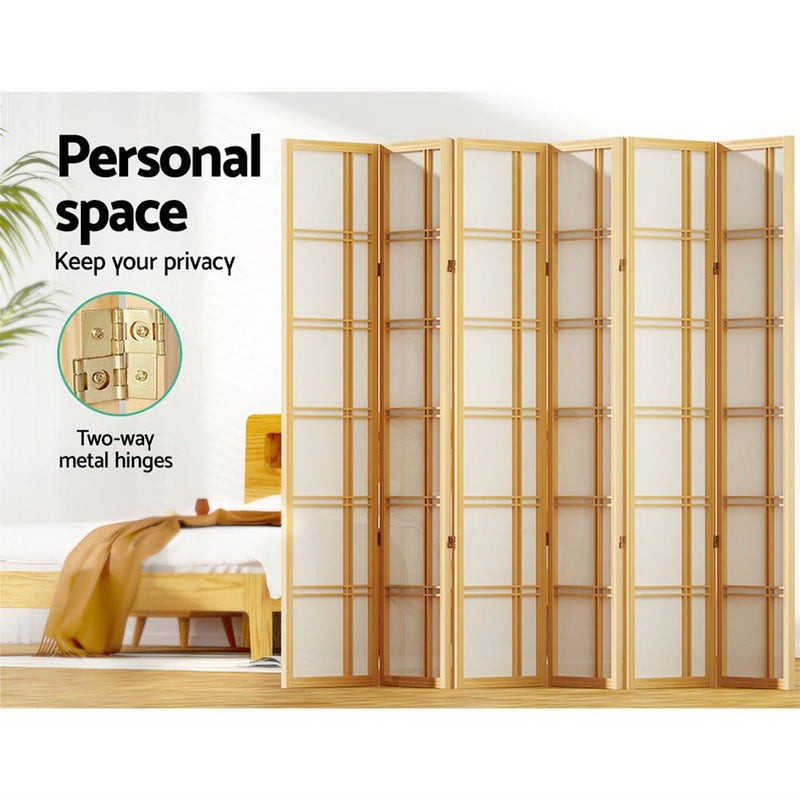 Artiss Room Divider Screen Privacy Wood Dividers Stand 6 Panel Nova Natural Payday Deals