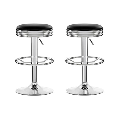 Artiss Set of 2 Backless PU Leather Bar Stools - Black and Chrome