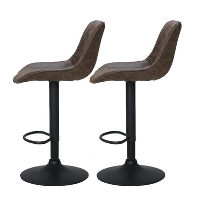 Artiss Set of 2 Bar Stools Kitchen Stool Chairs Metal Barstool Dining Chair Brown Rushal Payday Deals
