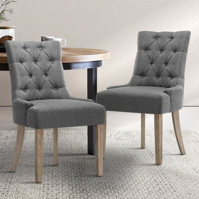 Artiss Set of 2 Dining Chair CAYES French Provincial Chairs Wooden Fabric Retro Cafe Payday Deals