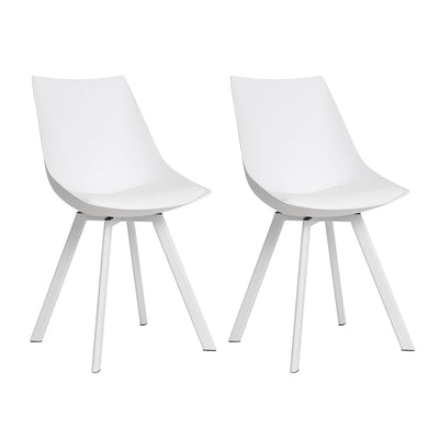 Artiss Set of 2 Lylette Dining Chairs Cafe Chairs PU Leather Padded Seat White Payday Deals