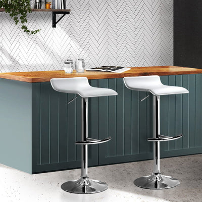 Artiss Set of 2 PU Leather Wave Style Bar Stools - White Payday Deals