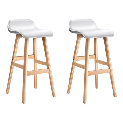 Artiss Set of 2 PU Leather Wood Wave Style Bar Stool - White Payday Deals