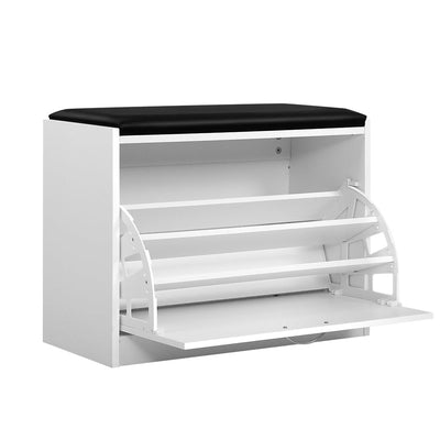 Artiss Shoe Cabinet Bench Shoes Storage Rack Organiser Drawer White 15 Pairs Payday Deals