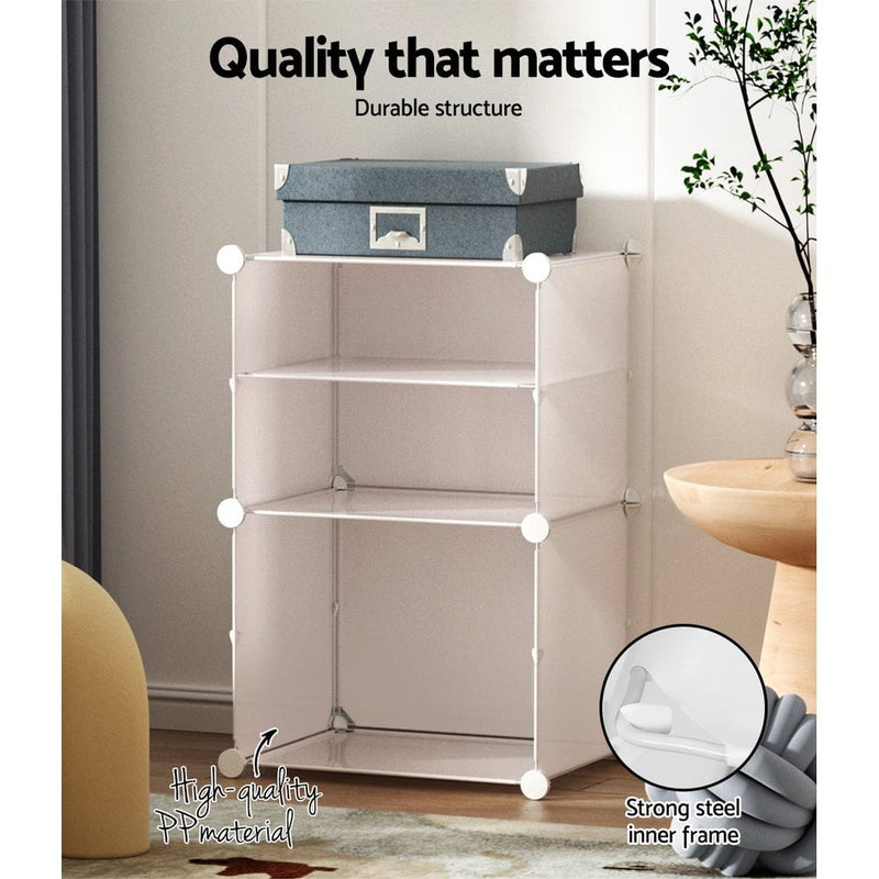 Artiss Shoe Cabinet DIY Shoe Box White Storage Cube Portable Organiser Stand Payday Deals