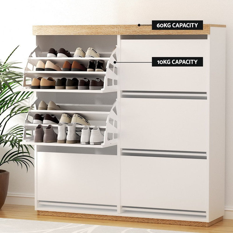 Artiss Shoe Rack Cabinet 3-Tier 45 Pairs White Payday Deals