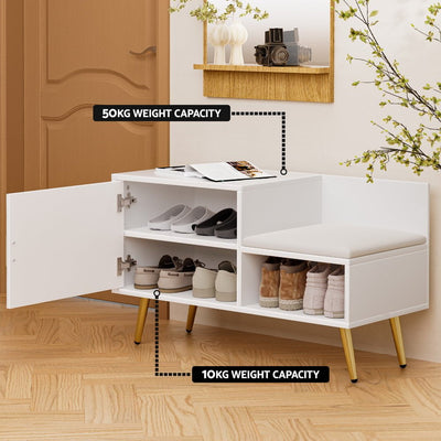 Artiss Shoe Rack Cabinet Bench 6 Pairs White Payday Deals