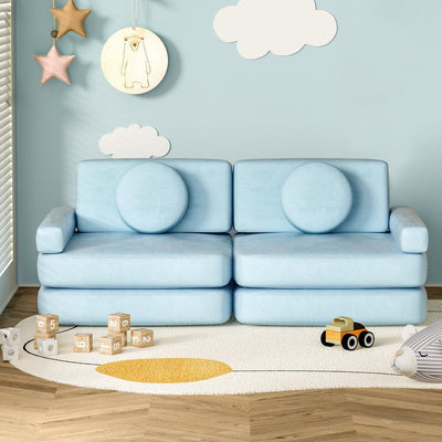 Artiss Sofa Bed 160CM DIY Couch Velvet Blue Payday Deals