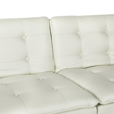 Artiss Sofa Bed 192CM Beige Faux Linen Fabric Payday Deals