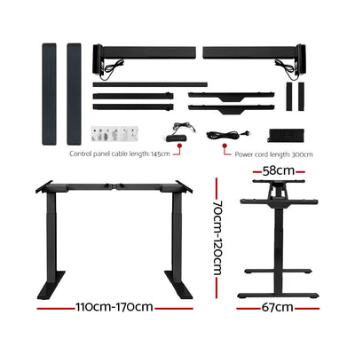 Artiss Standing Desk Electric Height Adjustable Sit Stand Desks Table Black Payday Deals