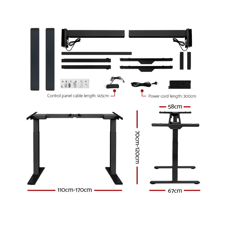 Artiss Standing Desk Sit Stand Motorised Adjustable Frame Only Black Dual Motor Payday Deals