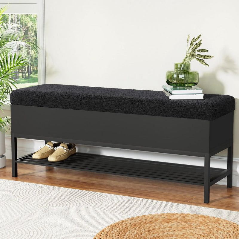 Artiss Storage Ottoman Blanket Box 110cm Boucle Shelf Payday Deals