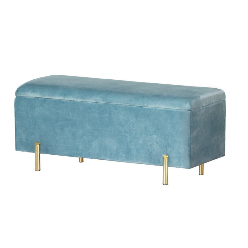 Artiss Storage Ottoman Blanket Box Velvet Chest Toy Foot Stool Couch Bed Blue Payday Deals