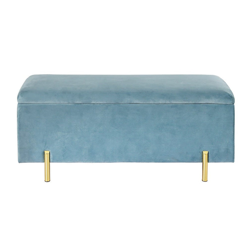 Artiss Storage Ottoman Blanket Box Velvet Chest Toy Foot Stool Couch Bed Blue Payday Deals