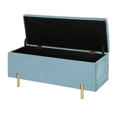 Artiss Storage Ottoman Blanket Box Velvet Chest Toy Foot Stool Couch Bed Blue Payday Deals