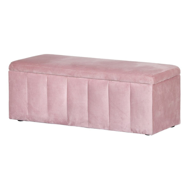 Artiss Storage Ottoman Blanket Box Velvet Chest Toy Foot Stool Couch Bed Pink Payday Deals