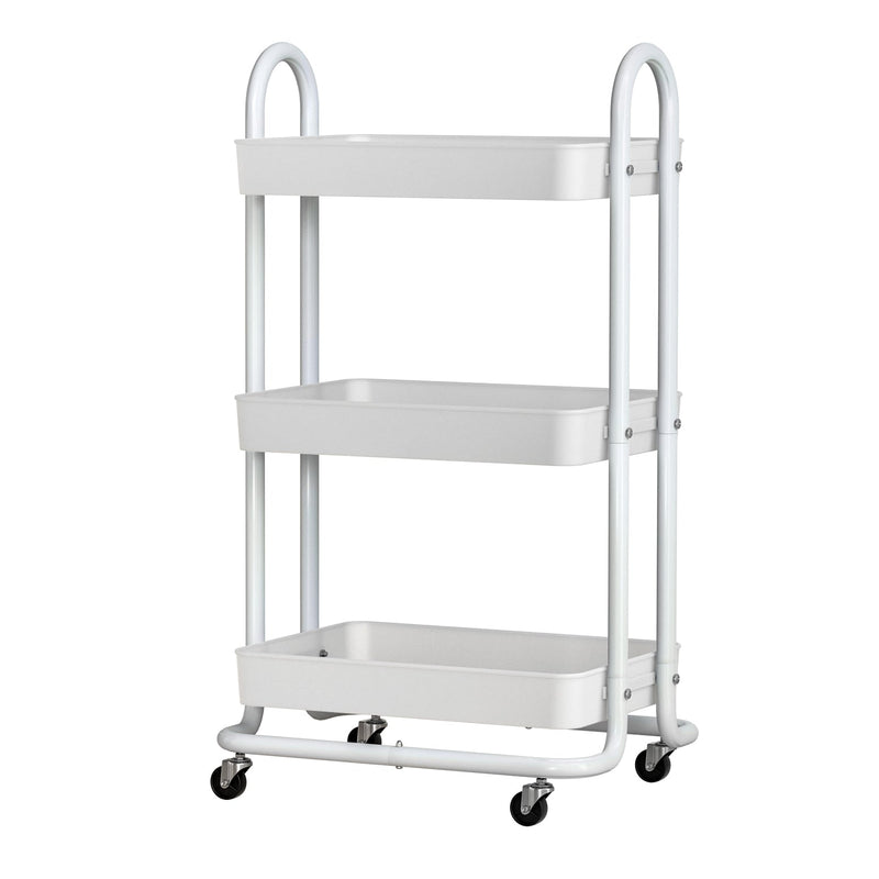 Artiss Storage Trolley Kitchen Cart 3 Tiers Rack Shelf Organiser Wheels White Payday Deals