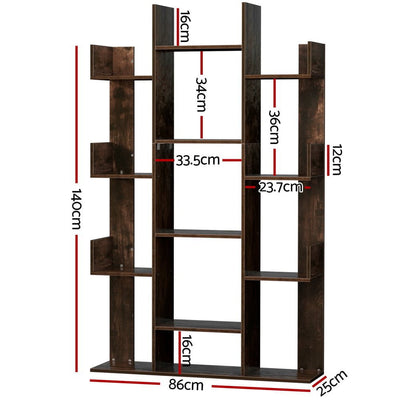 Artiss Tree-Shaped Bookshelf ROMI Walnut Payday Deals