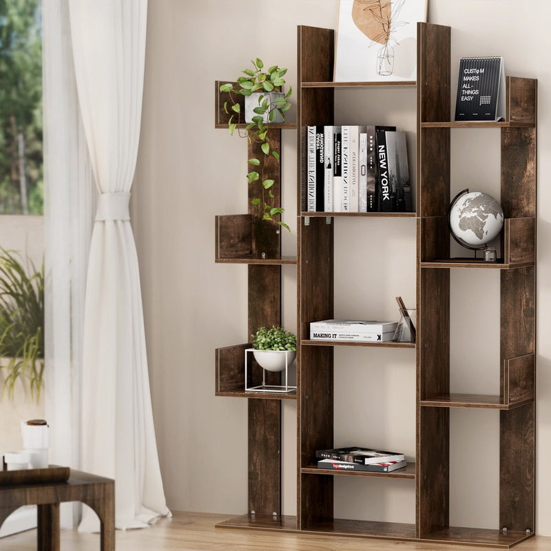 Artiss Tree-Shaped Bookshelf ROMI Walnut Payday Deals