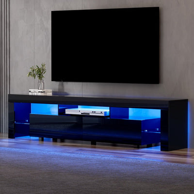 Artiss TV Cabinet Entertainment Unit Stand RGB LED Gloss Furniture 200cm Black Payday Deals