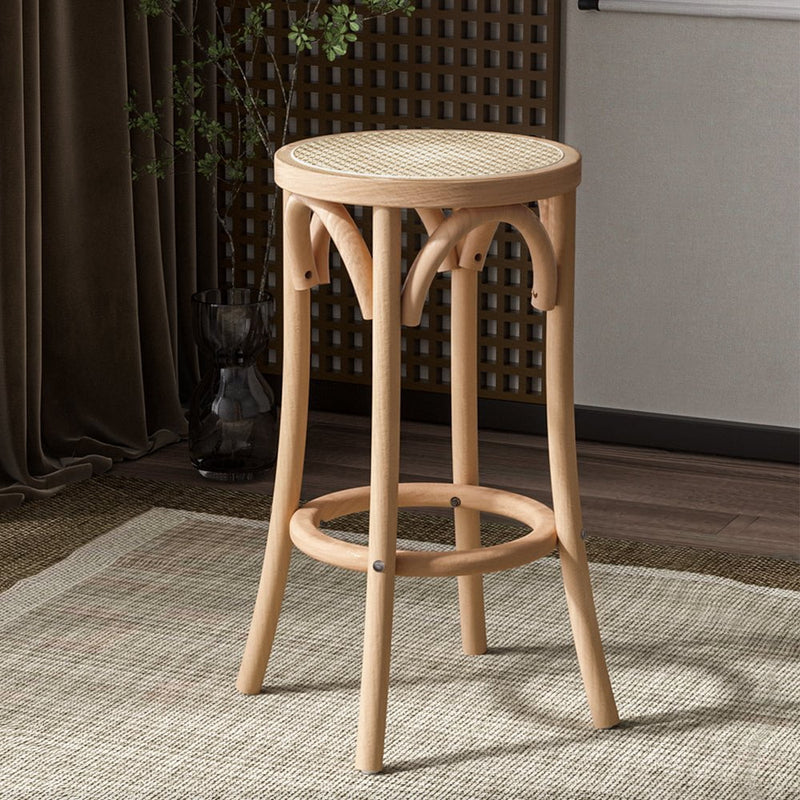 Artiss X2 Bar Stools Wooden Stool Counter Chair Kitchen Barstools Rattan Seat Payday Deals