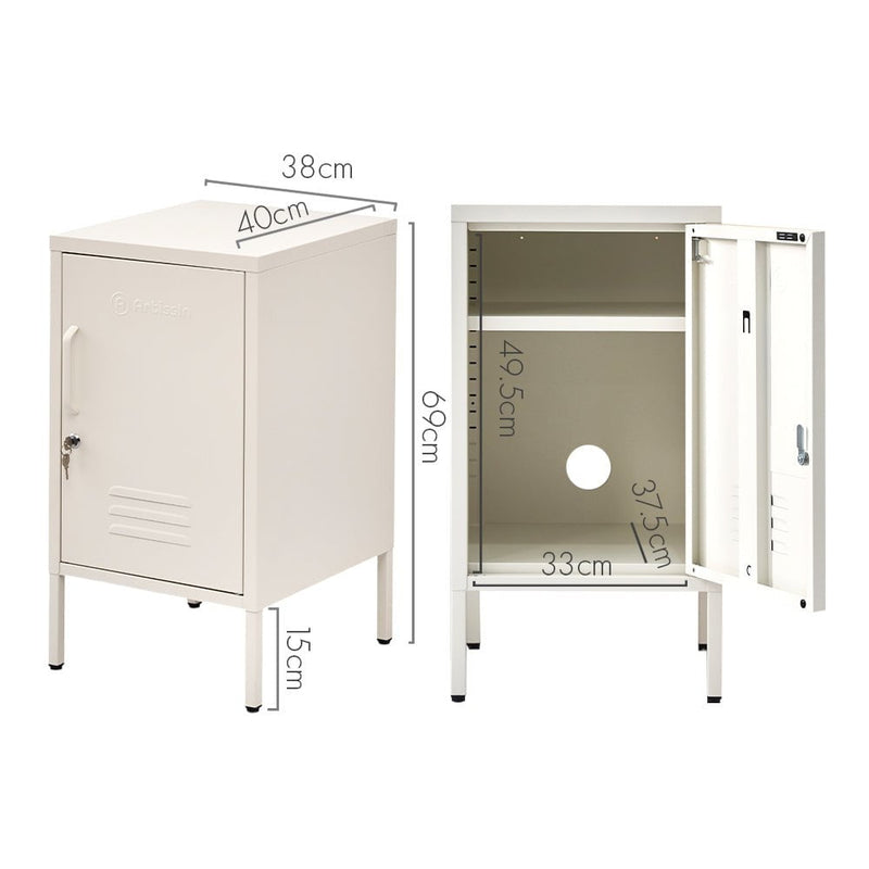 ArtissIn Metal Locker Storage Shelf Filing Cabinet Cupboard Bedside Table White Payday Deals