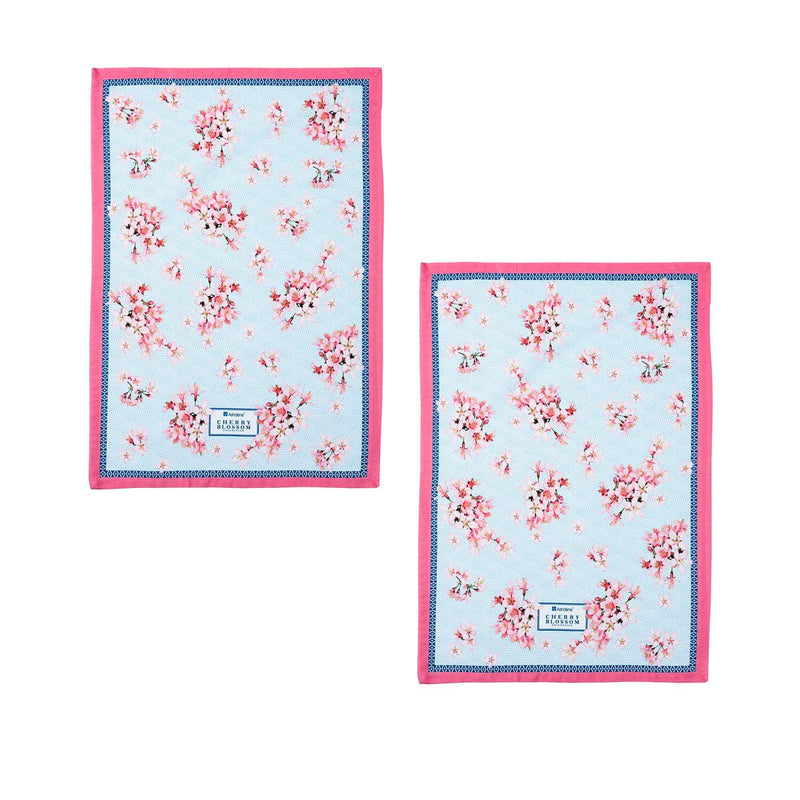 Ashdene Set of 2 Cherry Blossom Cotton Kitchen Tea Towels 50 x 70 cm Payday Deals