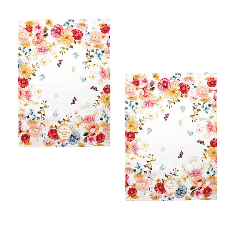 Ashdene Set of 2 Springtime Soiree Cotton Kitchen Tea Towels 50 x 70 cm Payday Deals