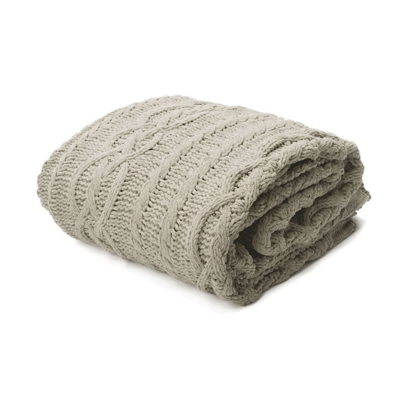 Asher Taupe Knitted Throw Rug Payday Deals