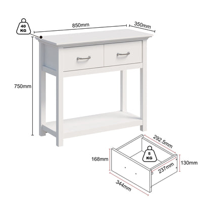 Ashford Console Table White 2-Drawer Entryway Hallway Side Table Payday Deals