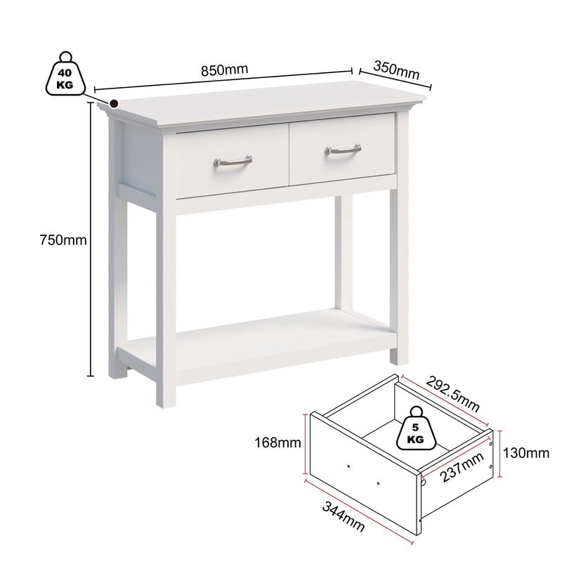 Ashford Console Table White 2-Drawer Entryway Hallway Side Table Payday Deals