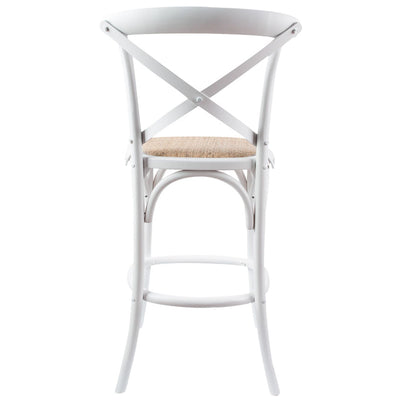 Aster 3pc Crossback Bar Stools Dining Chair Solid Birch Timber Rattan Seat White Payday Deals